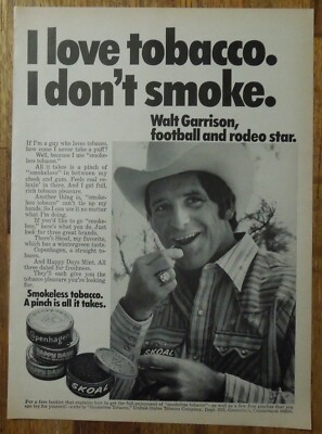 1974 U.S. TOBACCO COMPANY Magazine Ad - Walt Garrison, Football & Rodeo  Star