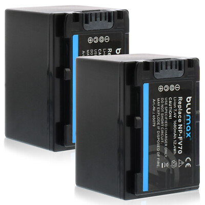 2x Blumax Akku für Sony NP-FV70  FV100 FV120 DCR-SX63 SX85 HDR-CX9001680 mA
