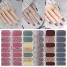 14pc Nail Art Stickers Full Cover Bling Sparkling Nail UV Nail Patch Decoration✿