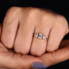 1,00 ct im Labor gezüchteter ovaler Diamant-Verlobungsring 18 K Weißgold zert...