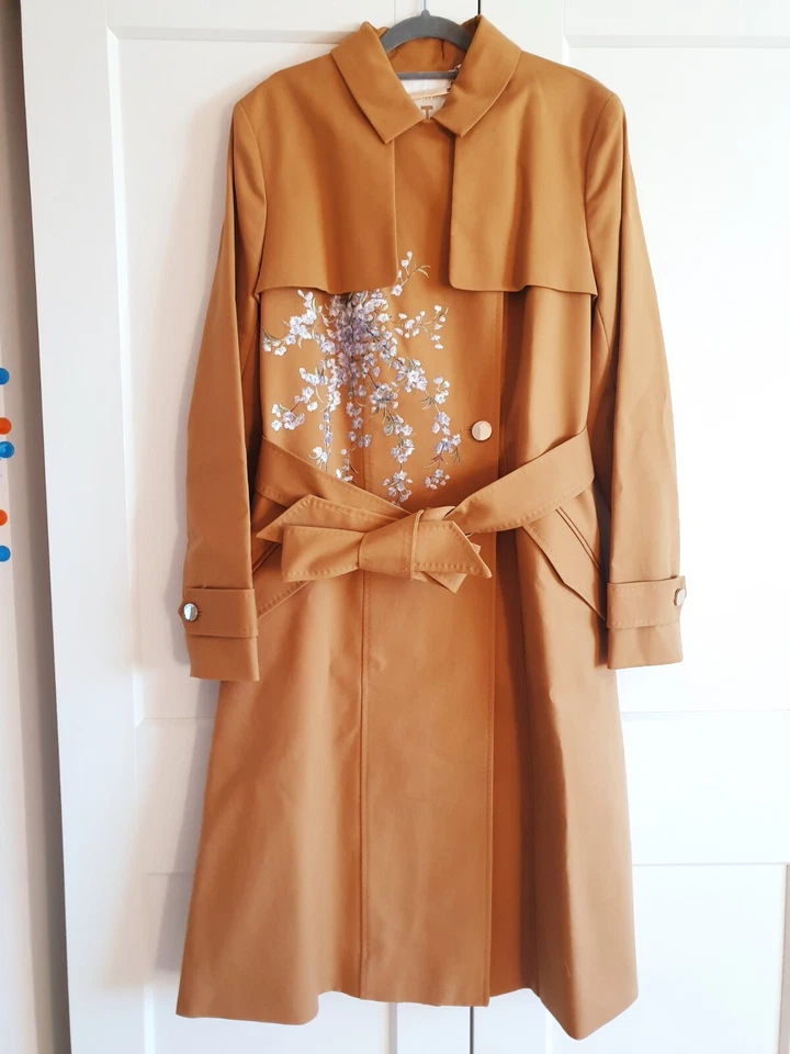 BNWT Ted Baker Camel Brown Cotton Embroidered Floral Belted Coat UK 14 TB 4 £329 - Image 4 of 4