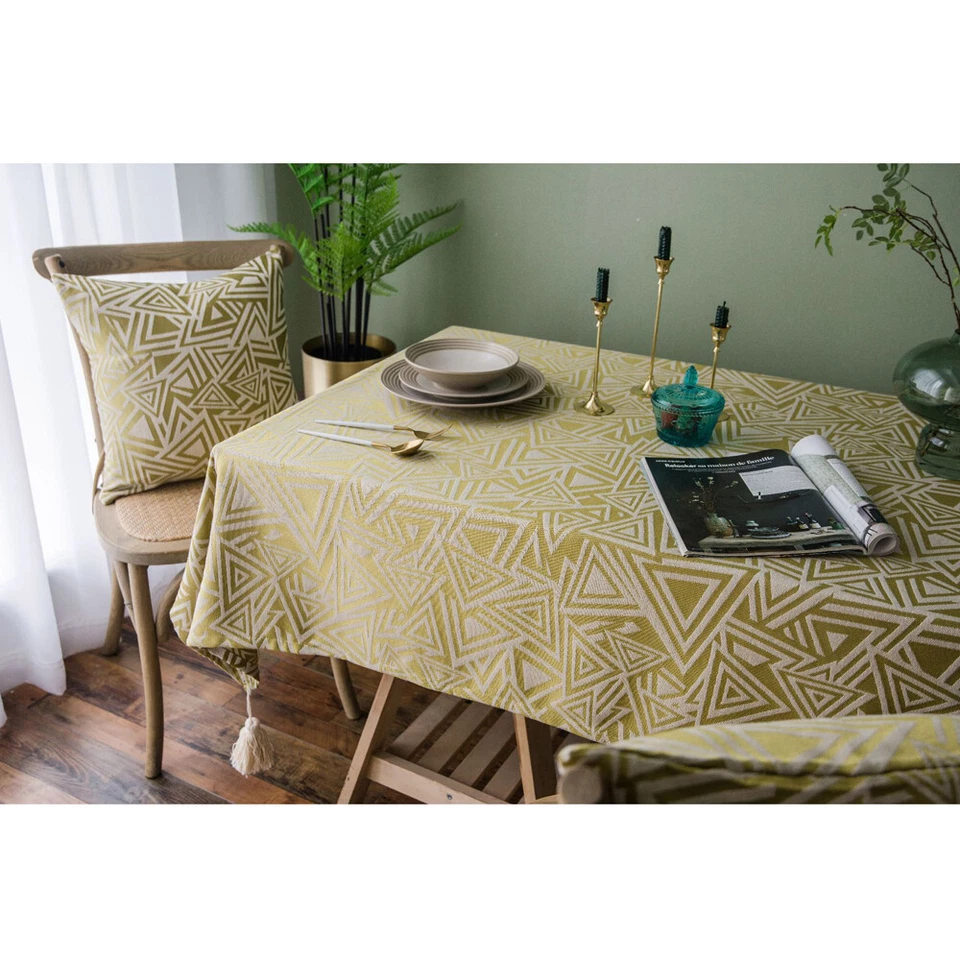 Tablecloth Jacquard Tassels Table Cloth Cover Desk Kitchen Dinner Party Decor - Image 4 of 4