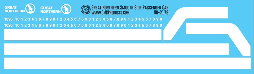 HO Scale - Great Northern Smooth Side Passenger Car Decals
