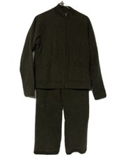 NIKE Fit Women's Olive Green Micro Suede Fleece Lined Zip Front Sweat Suit XS