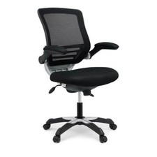 Mid-Back Black Mesh Office Task Chair with Adjustable Seat Height Flip-Up Arms