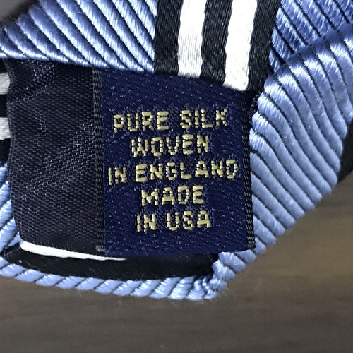 Brooks Brothers Makers blau schwarz weiß Repp handgefertigte Seide gewebt in England - Bild 6 von 10