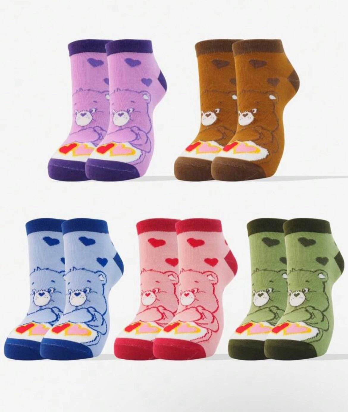 Care Bears Authentic Ankle Socks No Show Kawaii, One Size Fits Most