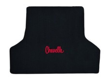 New 1968 - 1972 Chevelle Rear Trunk Mat Black Carpet Embroidered Red Logo