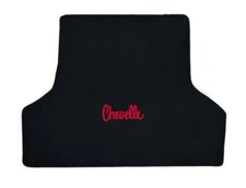 NEW! 1968 - 1972 CHEVELLE Rear Trunk Mat Black Carpet Embroidered Red Logo