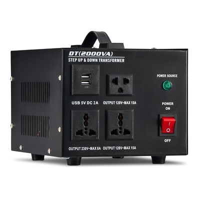 Step Up Down Spannungswandler 2000W 110V 220V Transformator mit USB, Automatik