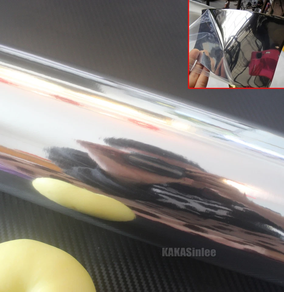 Bubbles Free Car Gloss Mirror Chrome Vinyl Wrap Sticker Decal Adhesive Silver AM - Image 4 of 4