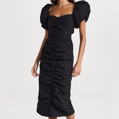 $475 NWT Rhode Black Tessa Cotton Poplin Dress Sz 6