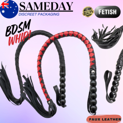 BDSM 80cm PU Leather Flogging Whip Bondage Slap Slash Tassel Fetish Sex Toy 