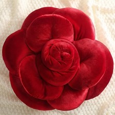 15.8 Inch 3D Red Rose Flower Pillow Valentine's Day Flower Shaped Throw Pillow..