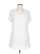 H By Halston Women Ivory Short Sleeve T-Shirt L