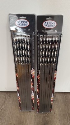 ALPINE CUISINE Stainless steel BBQ Skewers with wood handle set of 12 23'' X 0.5''