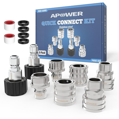 #ad APOWER Pressure Washer Quick Connect Kit M22 14mm 3 8quot; Male Female Quick Disconn $55.61