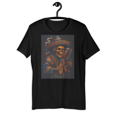 Mexican Skeleton Cowboy Gothic Sombrero Outlaw Graphic Tee