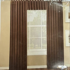 Henley One Tab Top Panel Chocolate Brown Curtains Drapes Window Treatments 2-PK