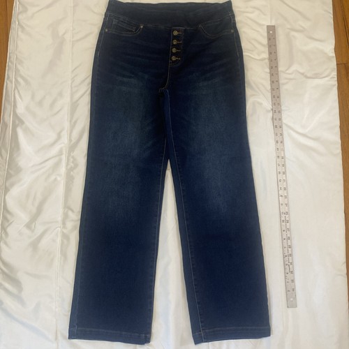 Dg2 Diane Gilman Womans Stretch Jeans Pull On Blue Back Pockets Large 
