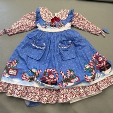 Vintage Daisy Kingdom Girls Christmas Dress Sz 4 Joy To The World Candy Canes
