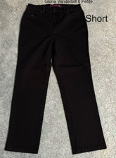 Gloria Vanderbilt Women's Black Solid Flat Front Pants Petite Size 6