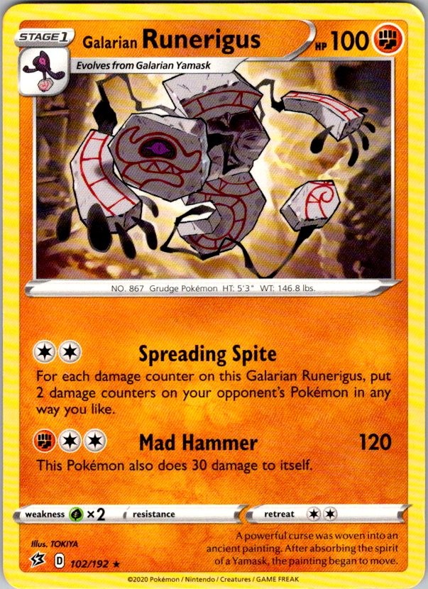 Galarian Runerigus 102/192 Rare Rebel Clash Pokemon Lightly Played