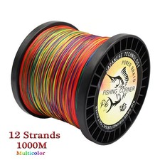 JIOUDAO 12 Strands Braided Fishing Line 1000M Multicolor PE 25-230LB