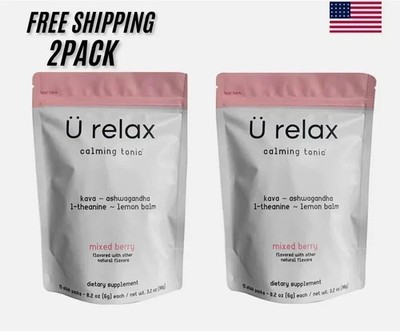 U Relax Calming Tonic- 15 Packets MIXED BERRY Flavor Relax Drink 2 pack.