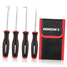 ARROW 4-Piece Precision Hook and Pick Set with Pouch, Mini Pick Tool Set for 