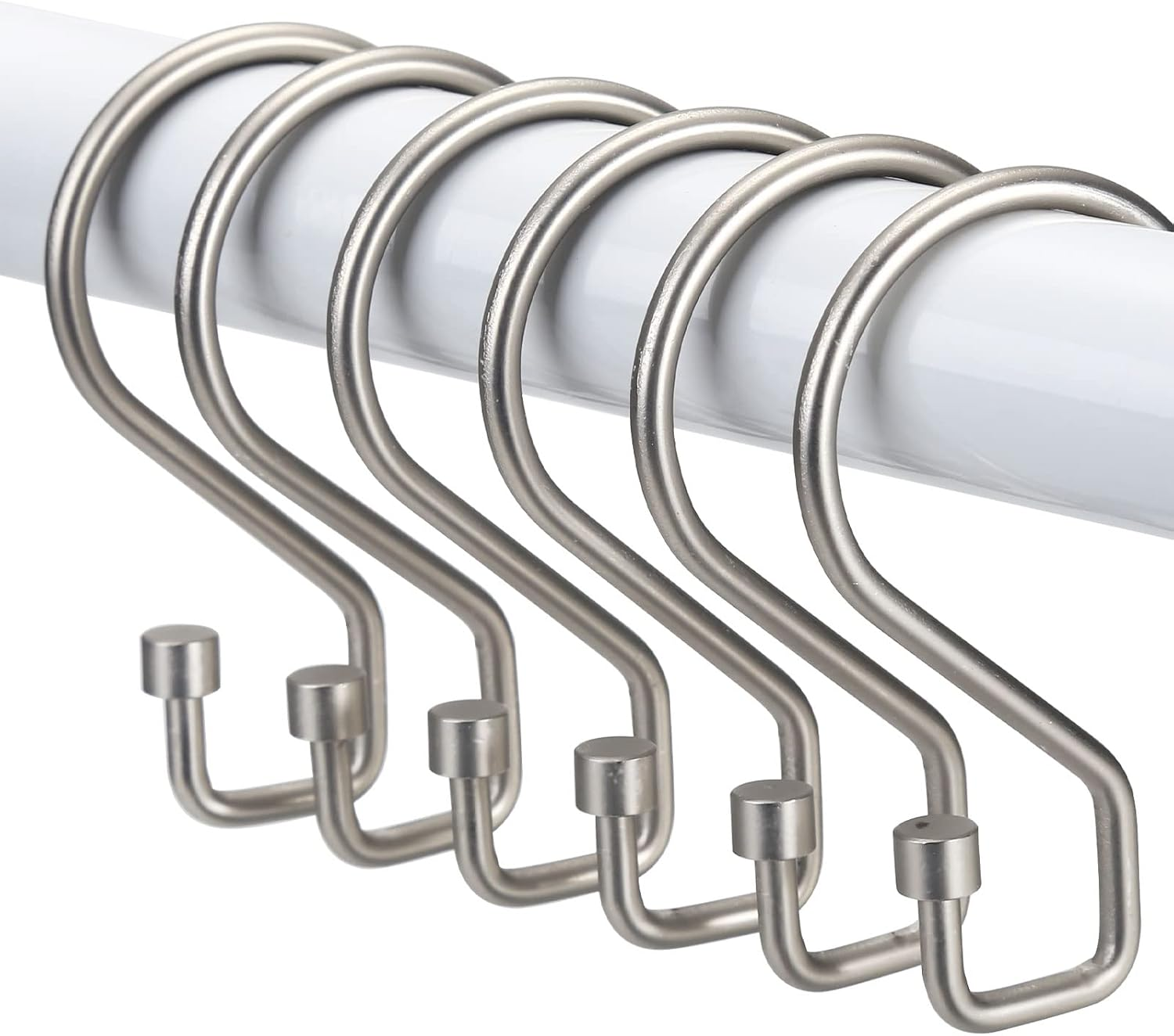 Shower Curtain Hooks, S Shape Shower Curtain Rings, Rustproof Black Shower Curta