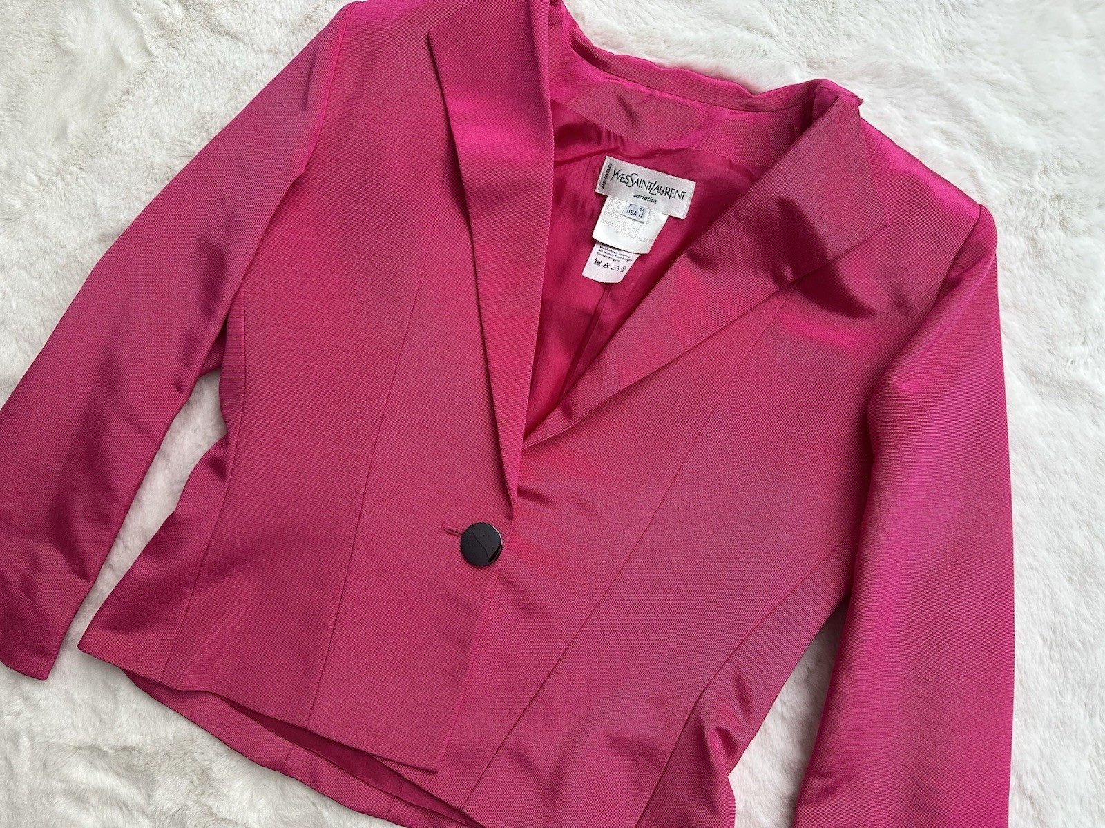 Tuta vintage Yves Saint Laurent variante un bottone cotone rayon taglia 44