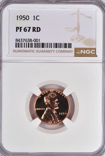 1950 Lincoln Wheat Cent Proof NGC PF 67 RD PR Gem Coin 1C