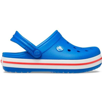 CROCS Kids Crocband Clogs Blue Red Striped Midsole SlipOn Sandals Size C6 NEW