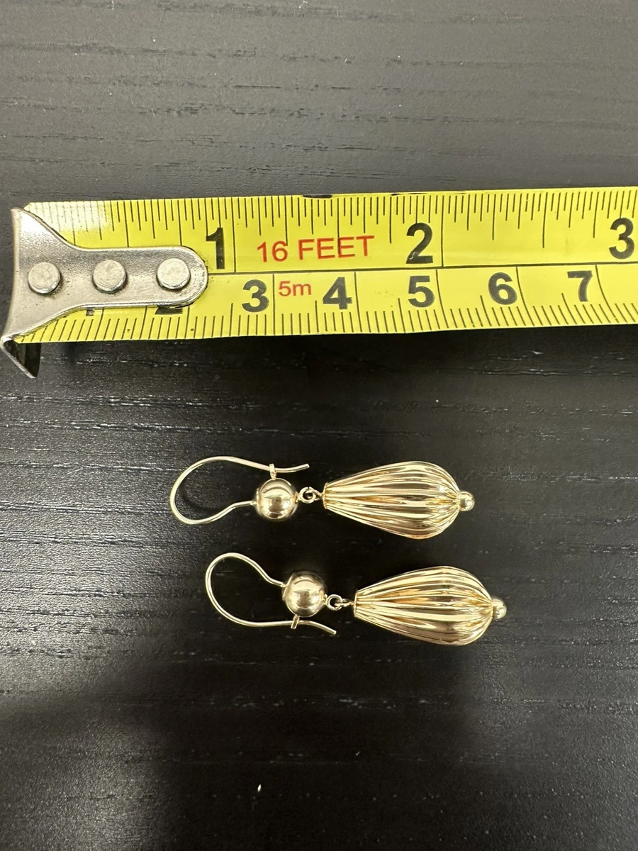 Vintage 14K Italy Yellow Gold Drop Dangle sphere modernist Earrings Estate