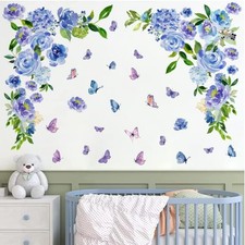 Large Peony Flower Wall Stickers Watercolor Floral Wall Decals Peel  Stick
