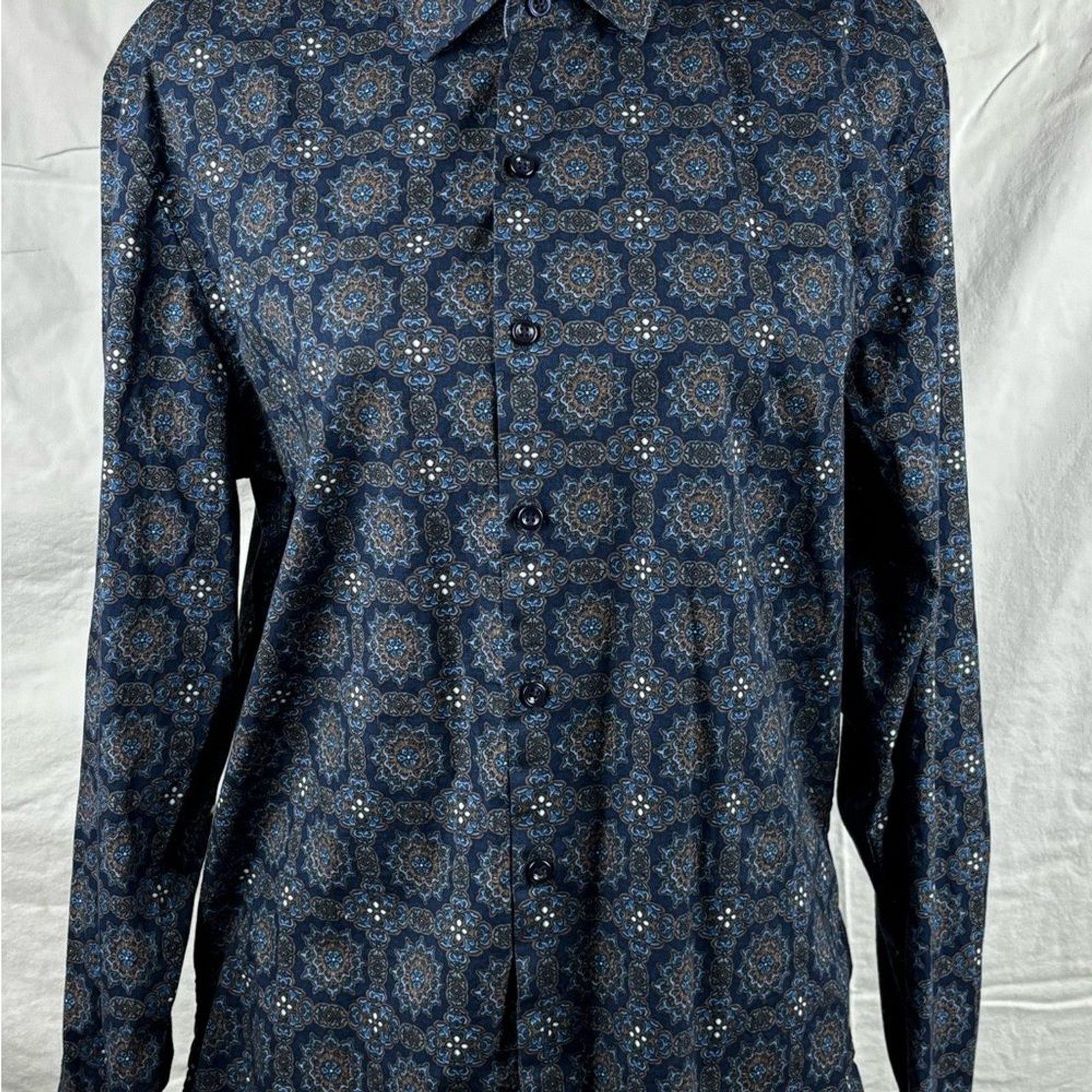 Consequence Elegant Navy Patterned Men's Shirt Si… - image 2
