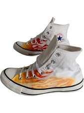 Converse Chuck Taylor All Star High Top Trainers Women's Size Flame Graphic