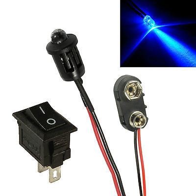 Flashing Blue Car Dummy Fake Alarm LED + PP3 Connector + Switch Kit