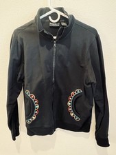 Onque Casuals Black Full Zip Sweatshirt women  s. Sz Large. Embellished