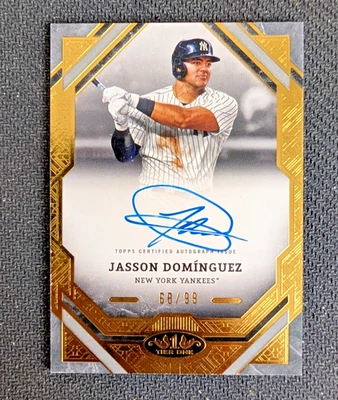 2025 Topps Tier One Jasson Dominguez AUTO /99 #68/99 NY Yankees On-Card - Bild 1 von 4