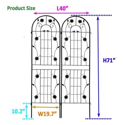 2x Garden Wall Trellis, 71'' Rustproof Climbing Plants Outdoor Flower Support