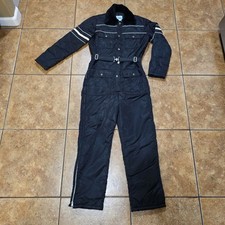 Vintage Sears Snow Suit Work Leisure Black Ski Insulated Coveralls Stripe 80s