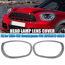 PAIR FOR MINI F60 COUNTRYMAN CHROME HEADLIGHT RING TRIM COVER SURROUND 2017-2021