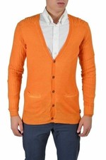 Just Cavalli Men's Orange 100 Wool Button Down Cardigan Sweater US L IT 52