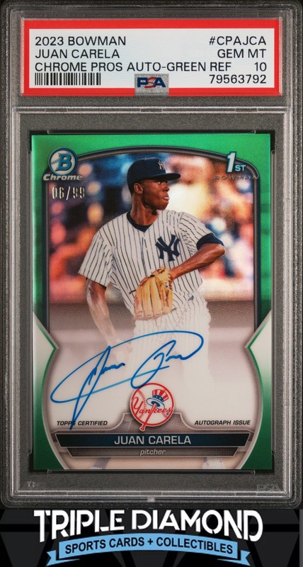 2023 Bowman Chrome 1st Juan Carela Prospect Auto Green #06/99 PSA 10 AE268