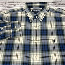 Ralph Lauren Blake Shirt Mens 2XL Plaid Button-Down Light Flannel Cotton Vintage