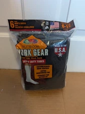 Fruit of the Loom Work Gear Heavy Duty Tubes Socks 6 Pairs Men's Size 6-12 NEW