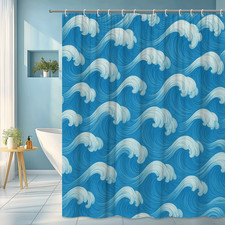 Blue Waves Shower Curtain - Stylish Ocean Design for Bathroom Decor