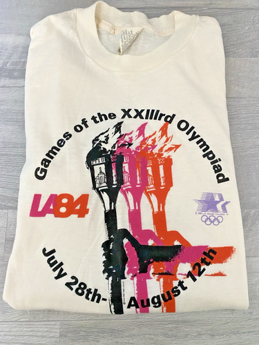 VTG LA84 LOS ANGELES XXIIIRD OLYMPIC GAMES THREE TORCH LARGE T-SHIRT - Afbeelding 6 van 6